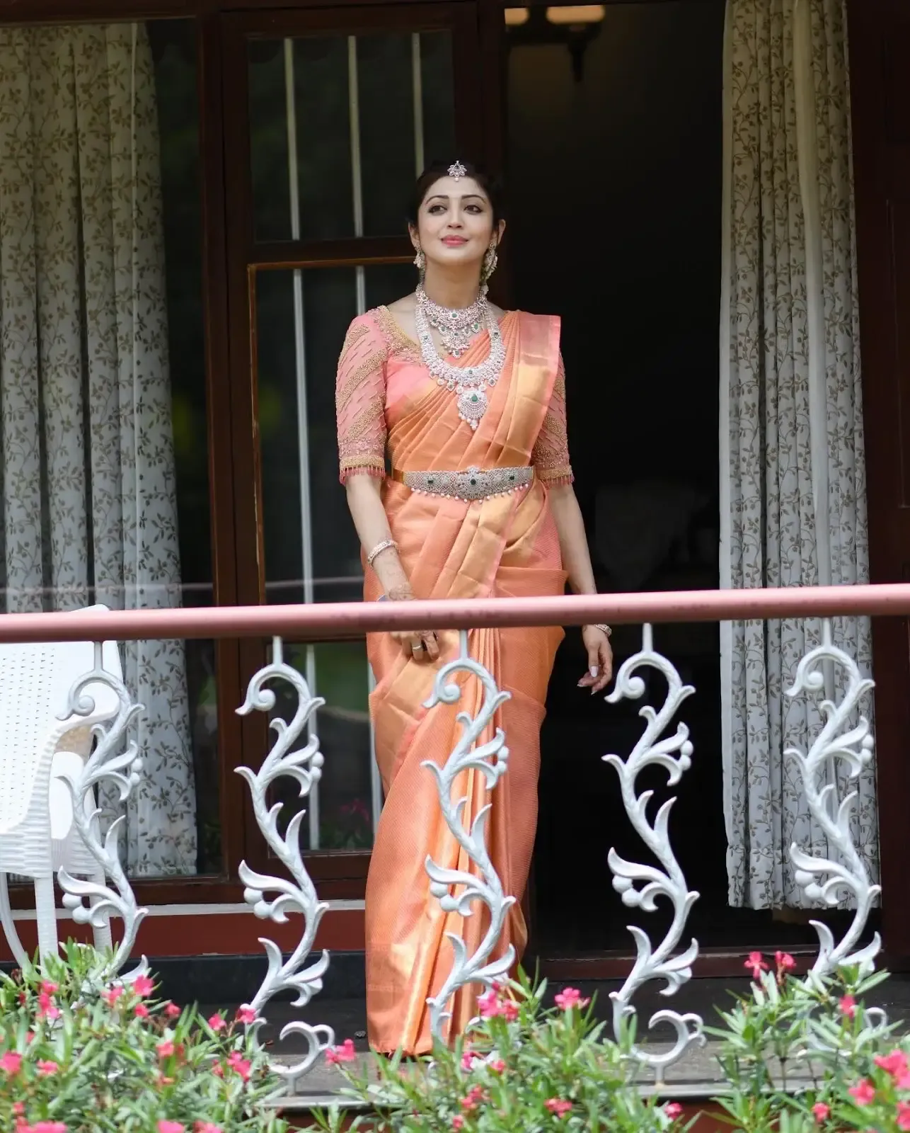 Bollywood Actress Pranitha Subhash Images in Orange Saree